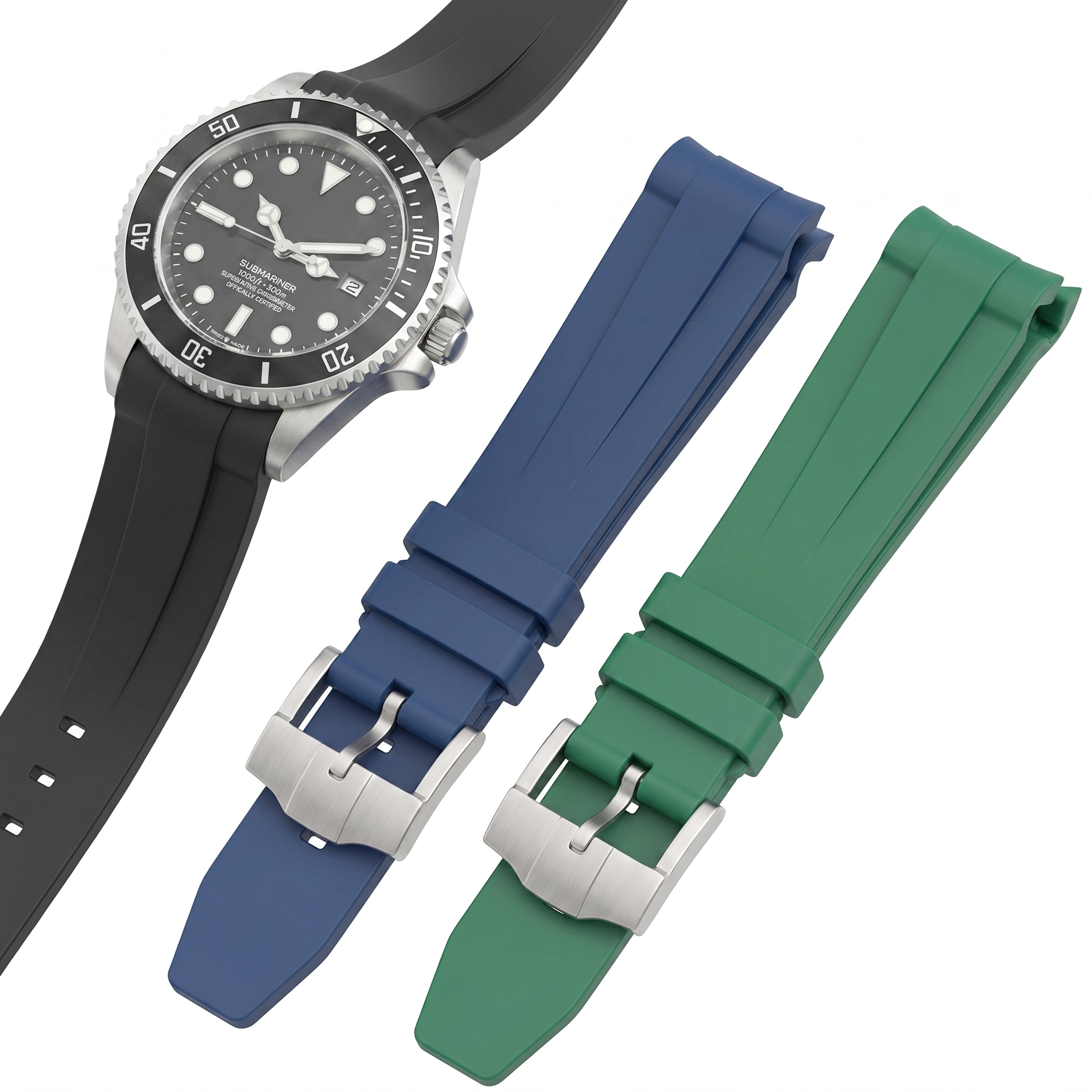 Rubber Strap Diver - Rubber Watch Strap 20mm Curved End
