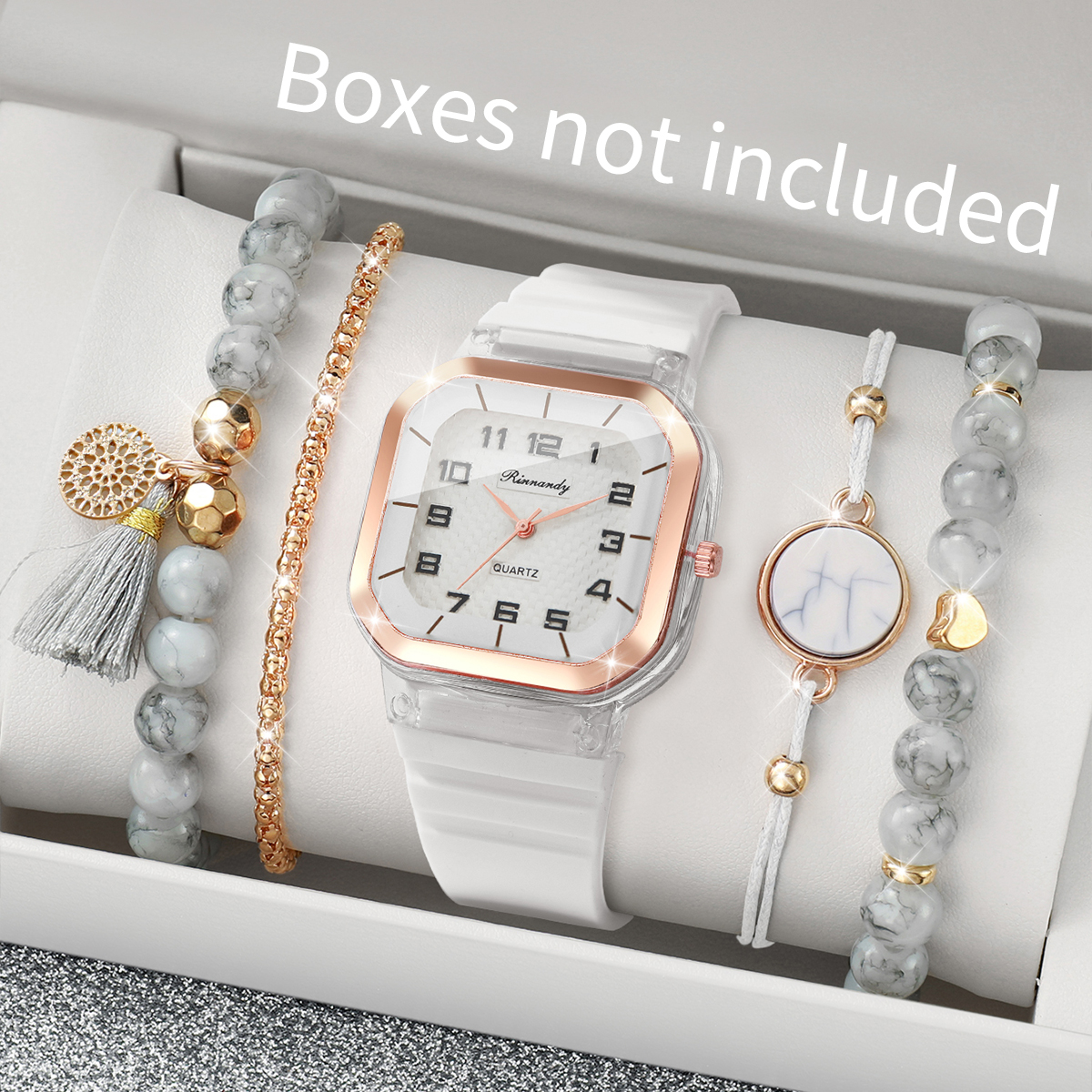 5PCS Fashion Square Dial Women - đánh giá và giá Silicone Band Women