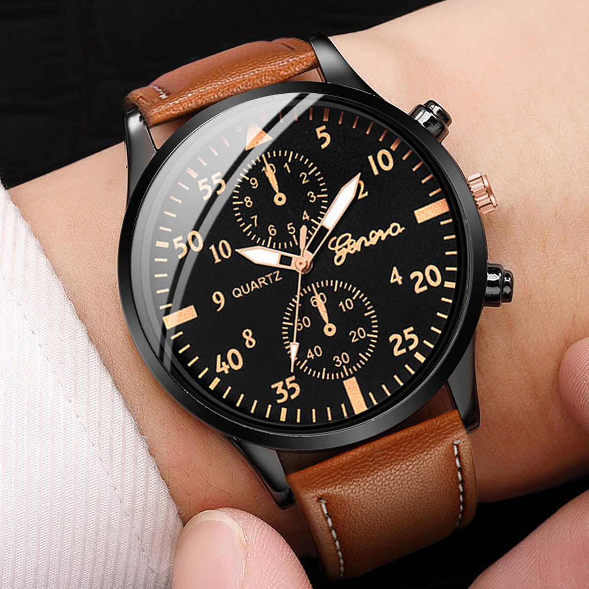 4PCS Fashion Arabic Dial Men B - đánh giá và giá Leather Watch Band Men