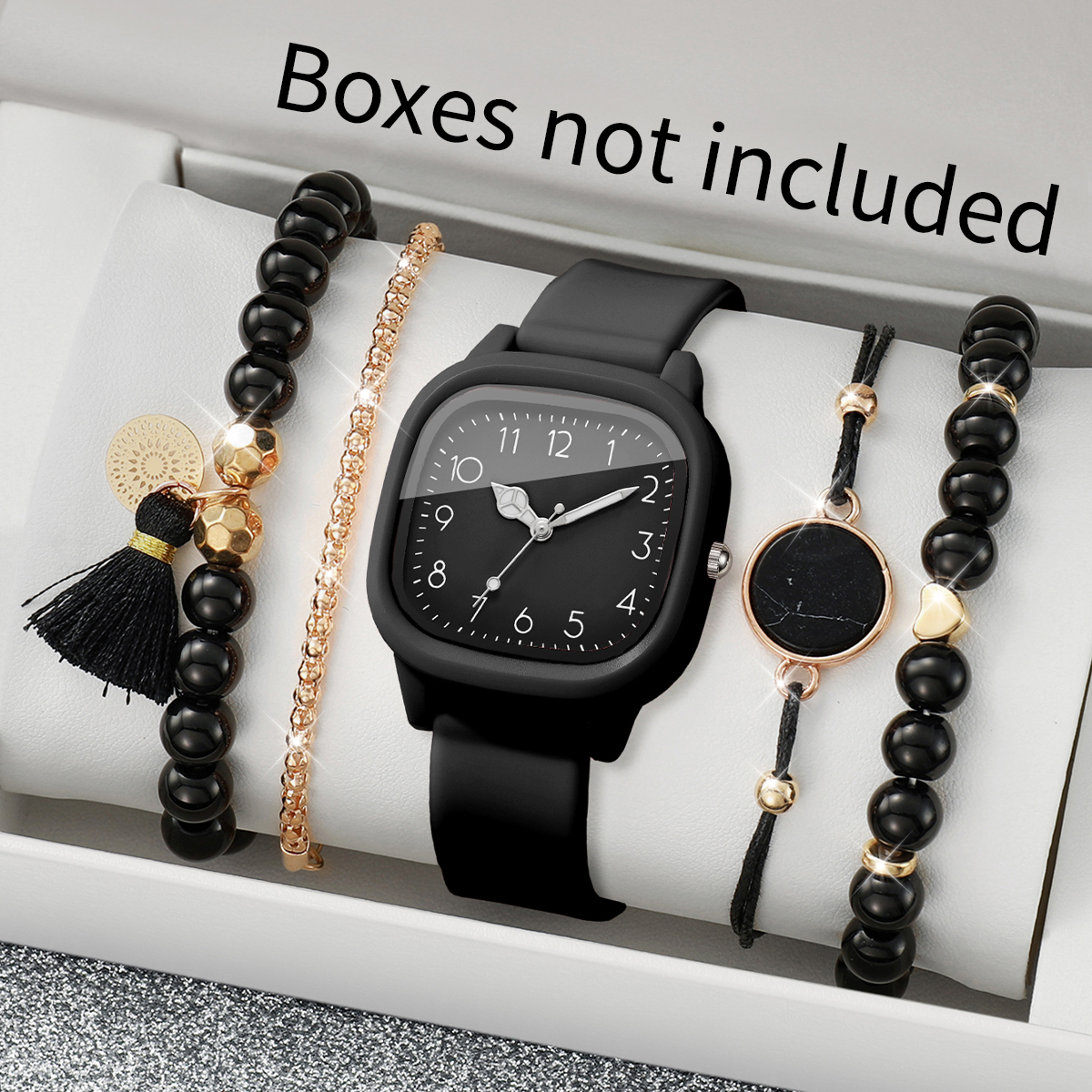 5PCS Fashion Square Women Watc - đánh giá và giá Silicone Band Women